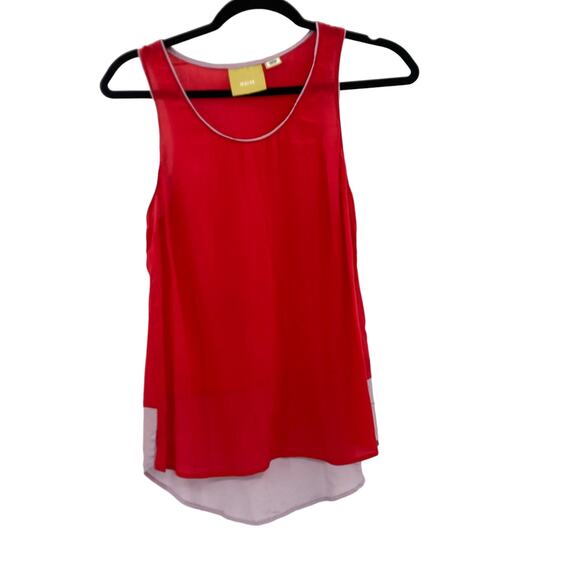 Anthropologie Maeve Silk Sleeveless Blouse Red Purple Colorblocked Small - Picture 1 of 10
